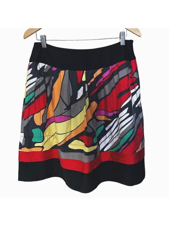 Peter Nygard Dresses & Skirts - Peter Nygard Silk Abstract Geometric Multi Color Full High Waist Skirt Sz 8